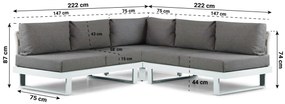 Hoek loungeset 5 personen Aluminium Wit  Lifestyle Garden Furniture Lorenzo