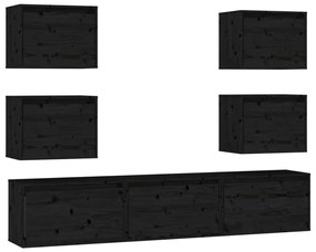 vidaXL Tv-meubelen 7 st massief grenenhout zwart