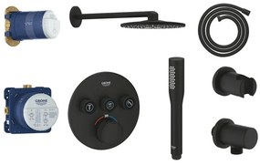 GROHE Smartcontrol Regendoucheset Inbouw - inbouwboxen - hoofddouche rond - staafhanddouche - mat phantom black (zwart) SW901521 SW656564 SW901435 SW108085 SW901508 SW901