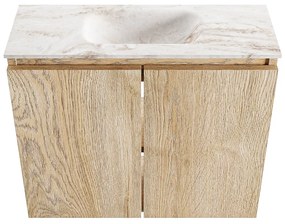 Mondiaz Ture DLux toiletmeubel 60cm washed oak met wastafel frappe midden zonder kraangat