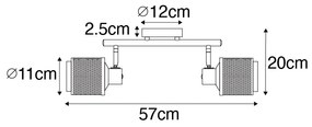 Industriële Spot / Opbouwspot / Plafondspot zwart met goud 2-lichts - Kayden Industriele / Industrie / Industrial E14 Binnenverlichting Lamp