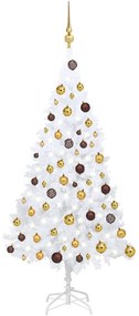 vidaXL Kunstkerstboom met LED's en kerstballen 120 cm PVC wit