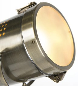 Industriële vloerlamp tripod hout met studiospot - Braha