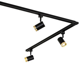 Modern railsysteem met 5 Spot / Opbouwspot / Plafondspots zwart goud 1-fase - Iconic Jeana Modern GU10 Binnenverlichting Lamp