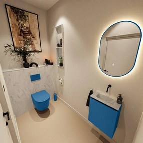 MONDIAZ TURE-DLUX 40cm toiletmeubel Jeans. EDEN wastafel Opalo positie midden. Zonder kraangat. TUREDX40JEAM0OPA