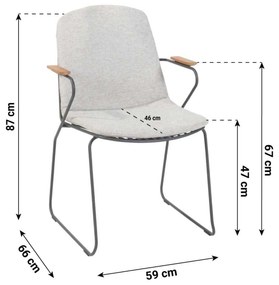Tuinstoel stapelbaar RVS Grijs-antraciet 4 Seasons Outdoor Veneto