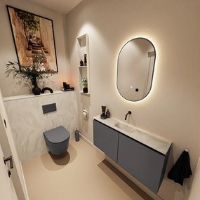 Mondiaz Ture DLux toiletmeubel 100cm dark grey met wastafel ostra midden zonder kraangat