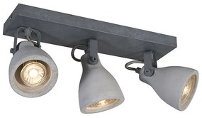 QAZQA Industriële Spot / Opbouwspot / Plafondspot grijs beton 3-lichts - Creto Landelijk / Rustiek, Modern GU10 Binnenverlichting Lamp