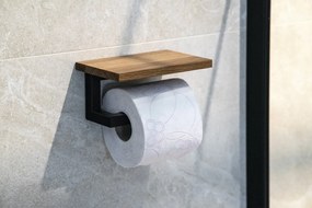Sapho SKA toiletrolhouder met plank mat zwart eiken