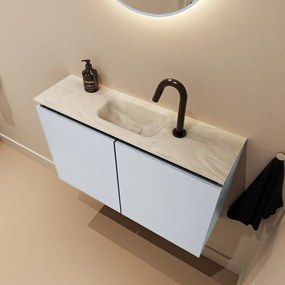 Mondiaz Ture DLux toiletmeubel 80cm clay met wastafel ostra midden met kraangat