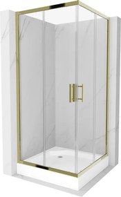 Mexen Rio vierkante douchecabine 90 x 90 cm, transparant, goud + douchebak, wit - 860-090-090-50-00-4510