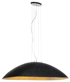QAZQA Eettafel / Eetkamer Industriële hanglamp zwart met goud 115 cm - Magna Modern E27 ovaal Binnenverlichting Lamp
