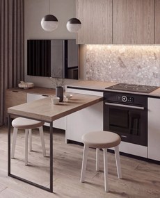 Mazzoni ZOI Beige (stof Storm 06)/wit beuken onderstel - RONDE GESTOFFEERDE KRUK VOOR KEUKEN/WOONKAMER