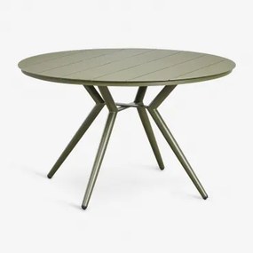 Ronde Aluminium Tuin Tafel Valerie Ø125 Cm & Groen – Intens Olijf - Sklum