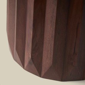 Ronde Eettafel Beige Marmer En Hout - 120 X 120cm.