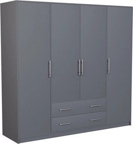 Kledingkast Cavmero 100, Antraciet, 190x200x56cm, 157 kg, Kledingkast deuren: Met scharnieren, Aantal planken: 5, Aantal planken: 5