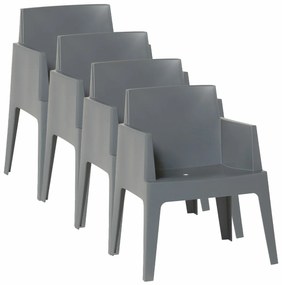 Garden Impressions Box tuinstoel antraciet the original - 4 stuks