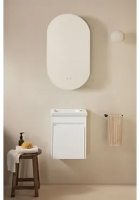 Narek Zwevend Houten Badkamermeubelset Met Geïntegreerde Wastafel Wit & Ovaal Met Opbergruimte Zwart 50x90 Cm Oricsa & Zonder Kraan - Sklum