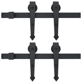 vidaXL Hardwaresets voor schuifdeuren 2 st 200 cm staal zwart