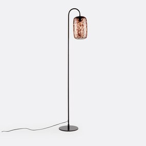 Vloerlamp in metaal en amber glas, Toleco