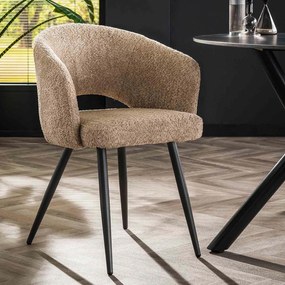 Boucle Stoel Met Ronde Rugleuning Zandkleur