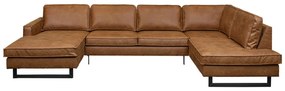 U-bank Riverdance hoek rechts | leer Colorado cognac 03 | 1,70 x 3,49 x 2,06 mtr