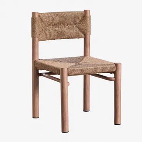 Pack Van 4 Eetkamerstoelen Van Synthetisch Riet En Aluminium Greitiel Natuurlijk - Sklum