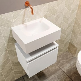 Mondiaz Andor toiletmeubel 40cm mat wit met witte wastafel midden zonder kraangat