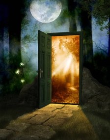 Ilustratie Magical Fairy Wood with Door to New World, ratpack223