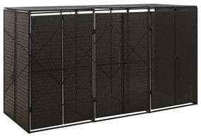 vidaXL Containerberging driedubbel 207x80x117 cm poly rattan zwart
