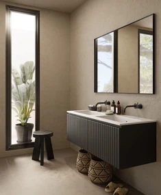 Fontana Astro badmeubel ribbelfront 120cm met dubbele wastafel zonder kraangaten zwart mat