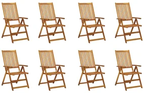 vidaXL Tuinstoelen 8 st inklapbaar met kussens massief acaciahout