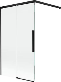 Mexen Rox badwand scherm 2-delige schuifbare 100 x 150 cm, transparant, zwart - 8C9-100-003-70-00