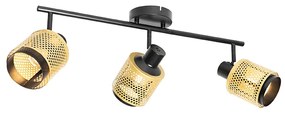Industriële spot zwart met goud 3-lichts - Kayden