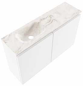 Mondiaz Ture DLux toiletmeubel 80cm talc met wastafel frappe links met kraangat