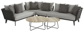 4 Seasons Outdoor Belize Loungeset links met axel bijzettafels Loungeset antraciet weerbestendig