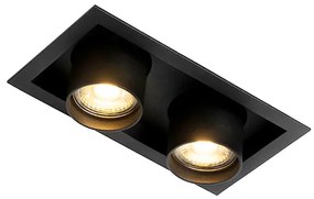 Moderne inbouwspot zwart verstelbaar 2-lichts - Roof