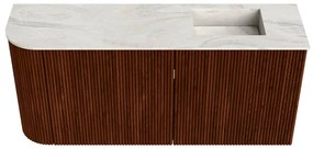 Mondiaz Joya DLux 90cm toiletmeubel ronding links ruby met wastafel faye rechts 1 kraangat ostra