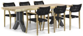 Tuinset 6 personen 240 cm Rope Zwart Lifestyle Garden Furniture Dallas/Woodside