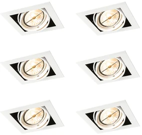 Set van 6 Grote Inbouwspot wit AR111 verstelbaar - Oneon QR111 / AR111 / G53 Binnenverlichting Lamp