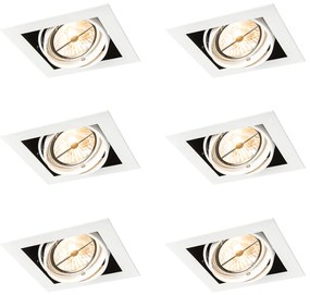 Set van 6 Inbouwspot wit AR111 verstelbaar - Oneon