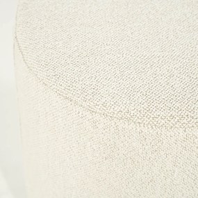 Eleonora Avah Ronde Poef Beige Met Eiken Rand