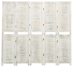 vidaXL Kamerscherm met 5 panelen 178,5x166 cm massief hout antiekwit