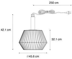 Moderne buiten hanglamp zwart met witte kap 45,6 cm IP44 - Robbert Modern E27 IP44 Buitenverlichting rond