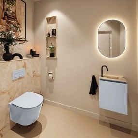 Mondiaz Ture DLux toiletmeubel 40cm clay met wastafel frappe rechts met kraangat