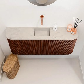 Mondiaz Joya DLux 105cm toiletmeubel ronding links/rechts ruby met wastafel faye midden zonder kraangat opalo