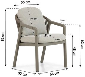 Tuinstoel stapelbaar Aluminium/rope Taupe-naturel-bruin Santika Guss