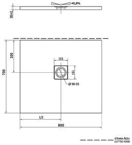 Polysan Flexia rechthoekige douchebak 80x70cm wit