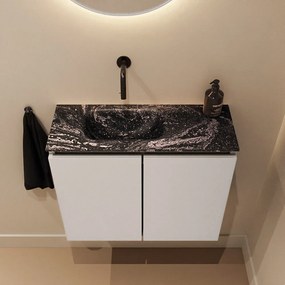 Mondiaz Ture DLux toiletmeubel 60cm linen met wastafel lava links zonder kraangat