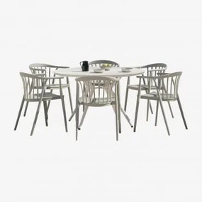 Valerie Ronde Aluminium Tafelset Ø125 Cm En 6 Ivor Tuinstoelen Van Polypropyleen Groen – Khaki - Sklum
